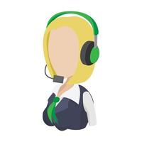 Support phone operator in headset icon vector