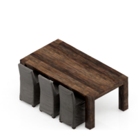 Isometric Table Set 3D render png