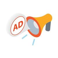 Advertisement megaphone icon in isometric 3d style vector