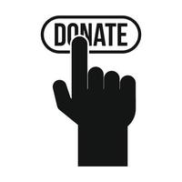 Donate button pressed by hand icon vector