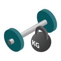 Barbell and weight isometric 3d icon vector