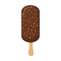 Chocolate ice cream on stick icon, cartoon style vector