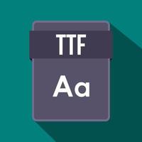 TTF file icon, flat style vector