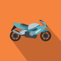 motocicleta, azul, plano, icono vector