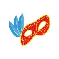 Carnival mask with feathers icon, isometric 3d vector