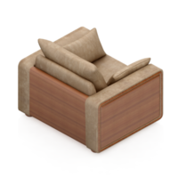 sillón isométrico aislado 3d render png