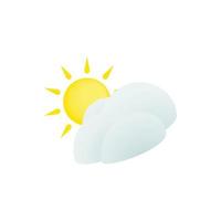 Sun and cloud icon, isometric 3d style vector