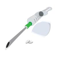 Syringe and tablets cartoon icon vector
