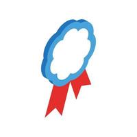 Award with red ribbon icon, isometric 3d style vector