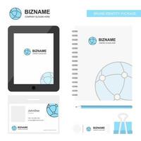 Global network Business Logo Tab App Diary PVC Employee Card and USB Brand Stationary Package Design Vector Template