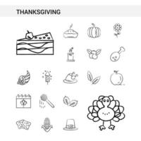 Thanksgiving hand drawn Icon set style isolated on white background Vector