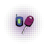 Car key with a remote control comics icon vector