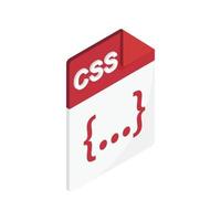 icono de extensión de archivo css, estilo 3d isométrico vector