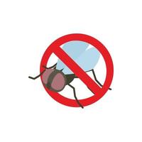 Warning sign with fly icon, isometric 3d style vector