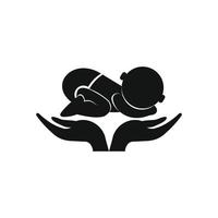 Little baby in mother hands icon vector
