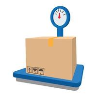 Scales for weighing with box cartoon icon vector