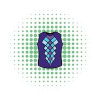 Blue vest icon, comics style vector