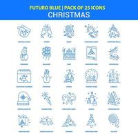 iconos de navidad futuro azul 25 paquete de iconos vector