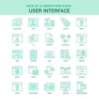 25 conjunto de iconos de interfaz de usuario verde vector