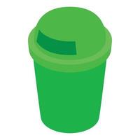 Green outdoor bin icon, isometric 3d style vector
