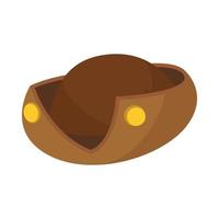 An old brown hat icon in cartoon vector