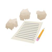 White sheet of paper and crumpled paper icon vector
