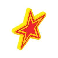 Gold star with red insert icon, isometric 3d style vector