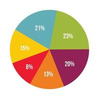 Colorful percentage diagram icon, flat style vector