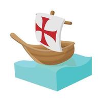 Columbus ship icon in cartoon style vector