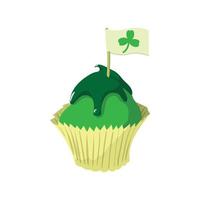 St Patricks Day cupcake cartoon icon vector