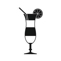 Cocktail with lemon icon, simple style vector