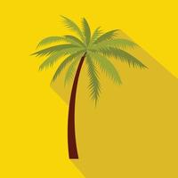 Green palm tree icon, flat style vector
