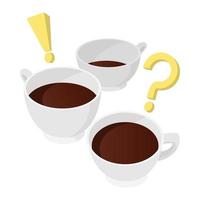 A cup of coffee with question and exclamation vector