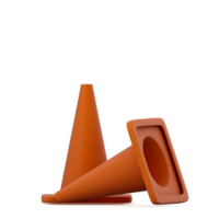 Isometric warning cone 3D render png