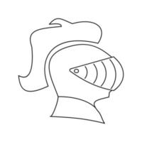 icono de línea delgada de casco medieval vector