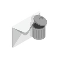 Delete message icon, isometric 3d style vector