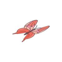 Red butterfly icon, isometric 3d style vector