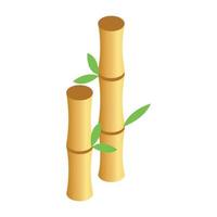 Bamboo sticks isometric 3d icon vector