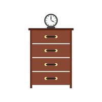 Dresser with a clock flat icon vector