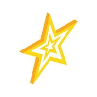 Gold star icon, isometric 3d style vector