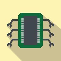 icono plano de microchip vector