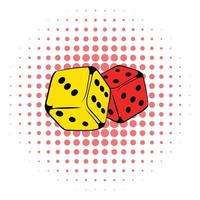 Red and yellow dice icon, comics style vector