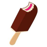 Chocolate ice cream on stick icon, cartoon style vector