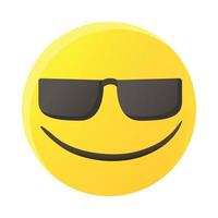 Smiling emoticon in sunglasses icon, cartoon style vector