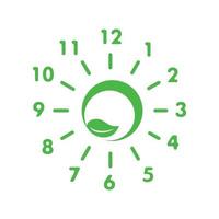 Clock made of green leaf icon, simple style vector