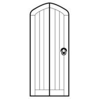 Arched wooden door icon, simple style vector