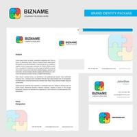 Puzzle game Business Letterhead Envelope and visiting Card Design vector template