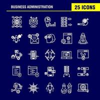 Business Administration Line Icons Set For Infographics Mobile UXUI Kit And Print Design Include Gear Setting Engine Globe Document Files File Star Eps 10 Vector