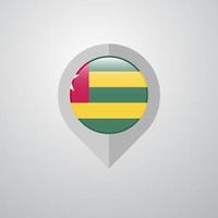 Puntero de navegación de mapa con vector de diseño de bandera togo