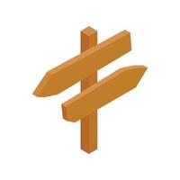 Wooden direction arrow sign isometric 3d icon vector